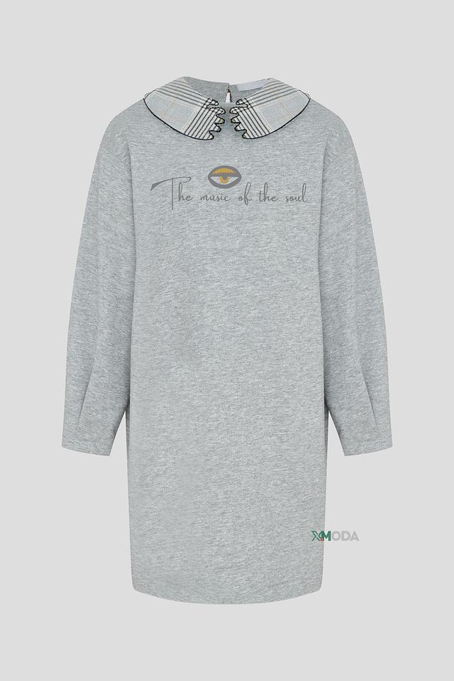 Платье Choupette серое с воротником