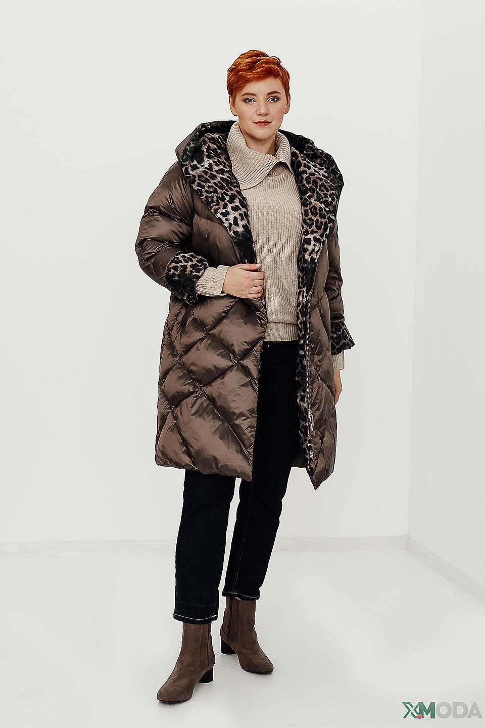Пальто Baronia с леопардовым капюшоном
