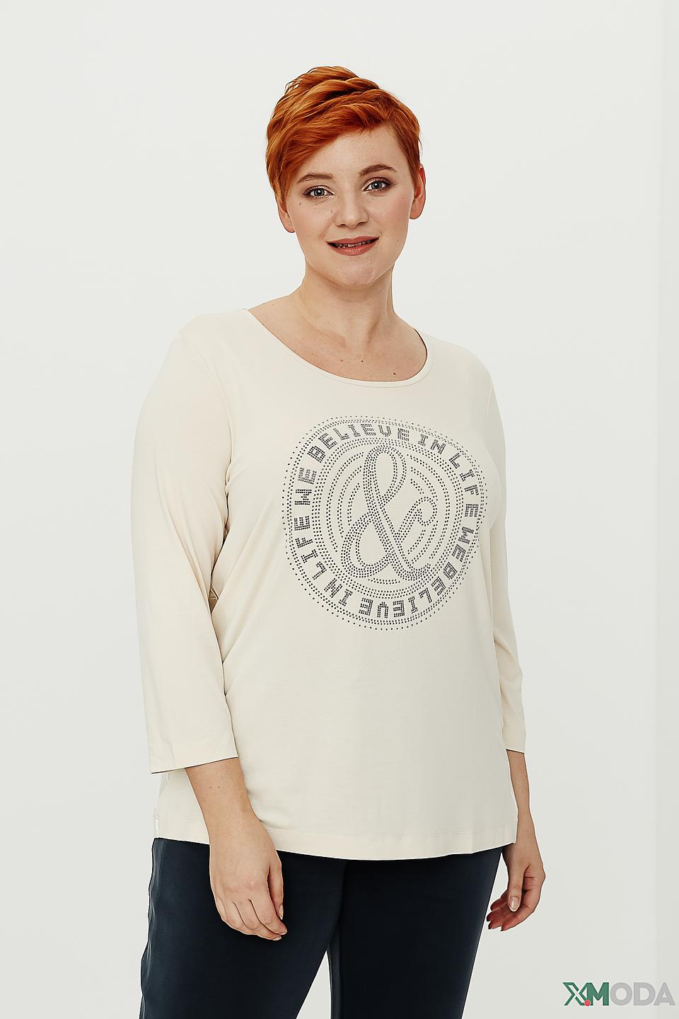 Лонгслив Frapp с принтом бежевый