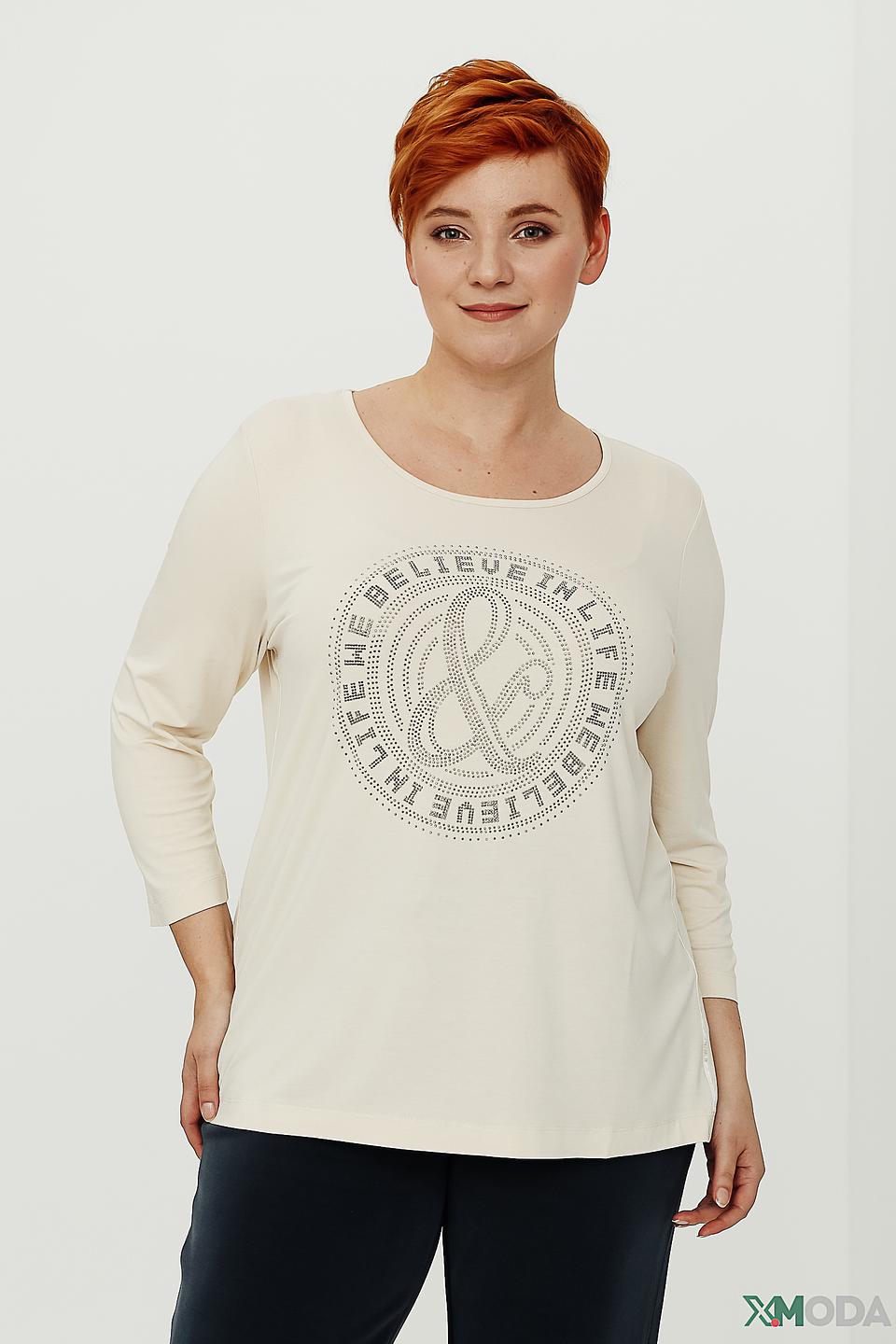 Лонгслив Frapp с принтом бежевый