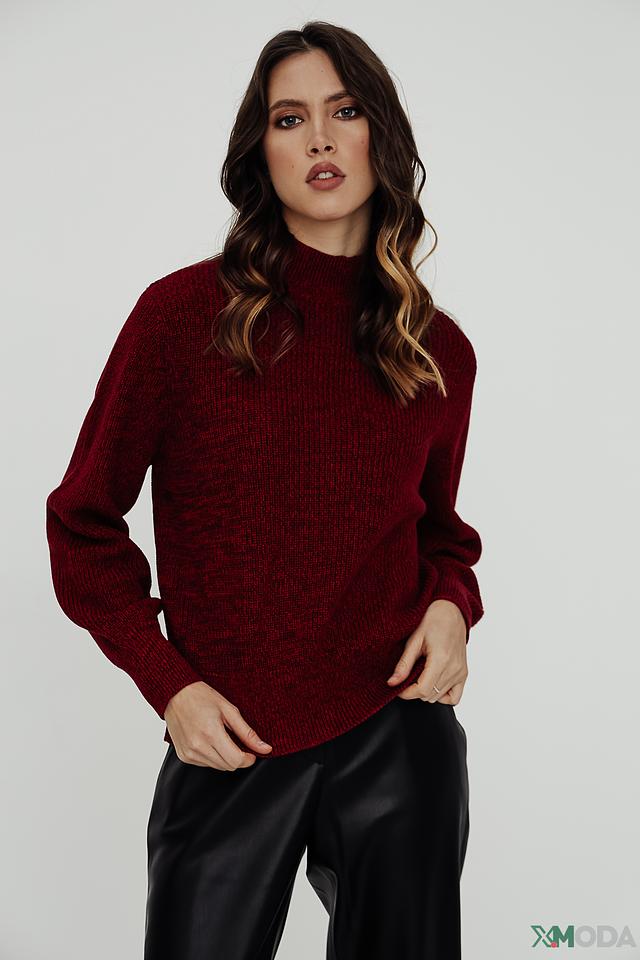 Пуловер Taifun винный с рукавами-фонариками