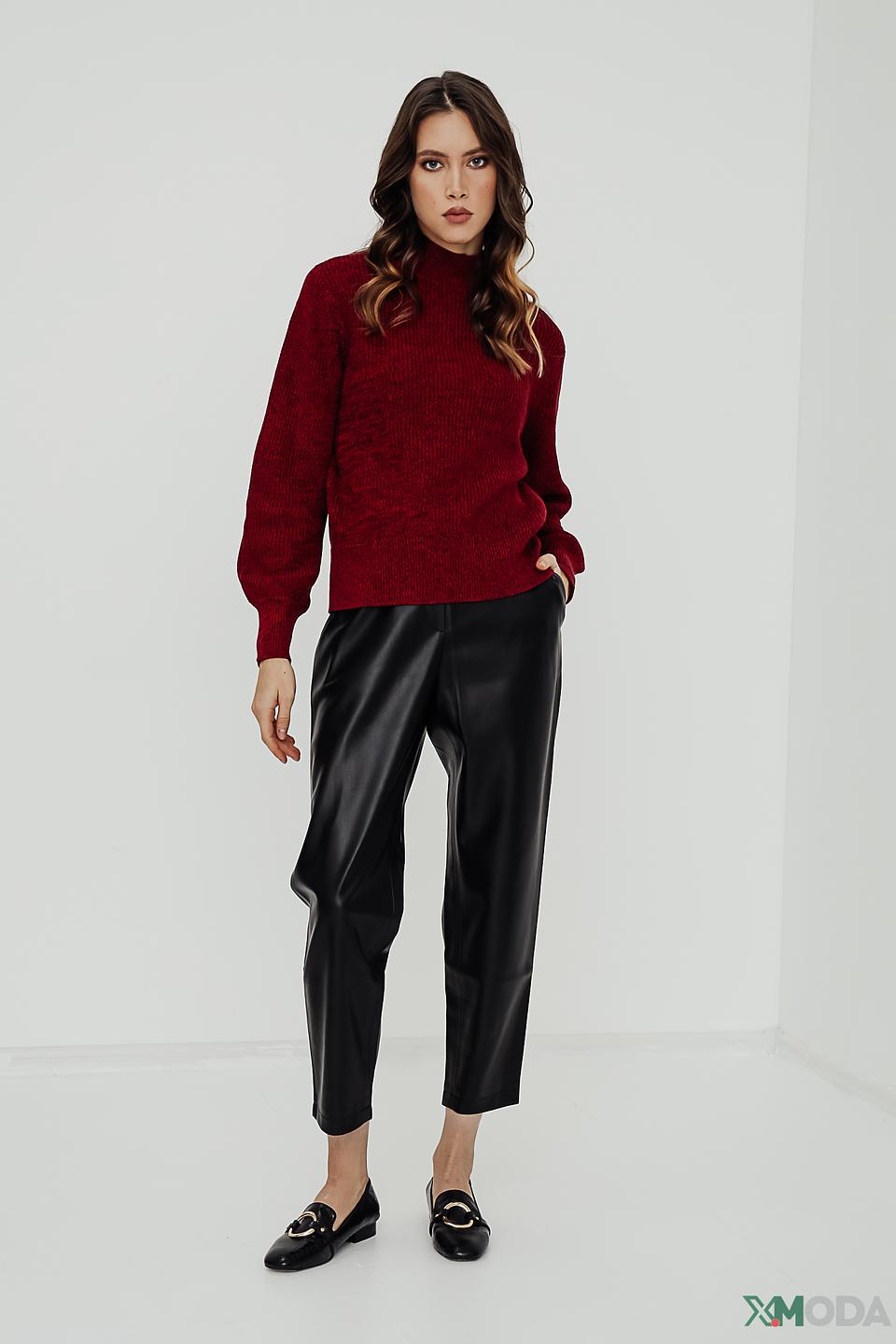 Пуловер Taifun винный с рукавами-фонариками