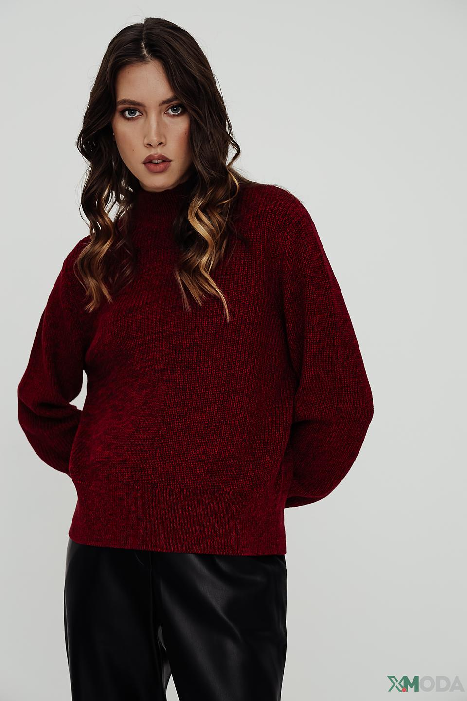 Пуловер Taifun винный с рукавами-фонариками