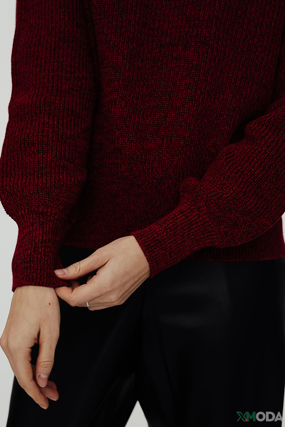 Пуловер Taifun винный с рукавами-фонариками