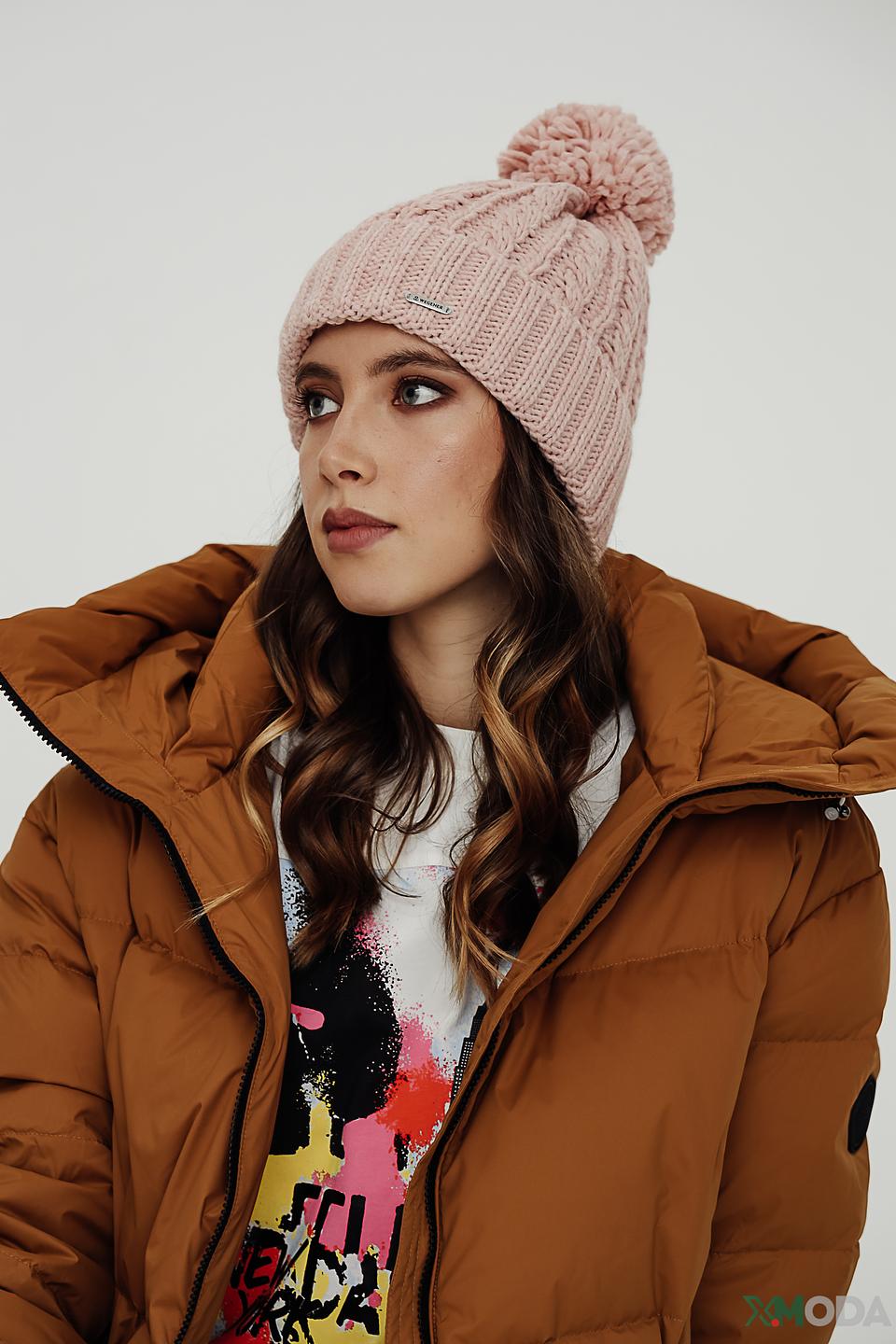 Шапка Wegener с помпоном пудрово-розовая