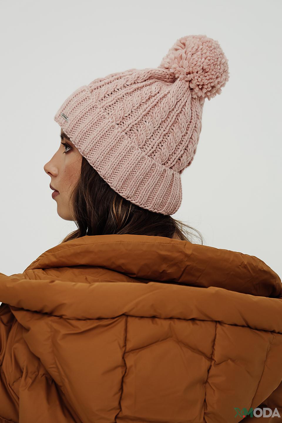 Шапка Wegener с помпоном пудрово-розовая