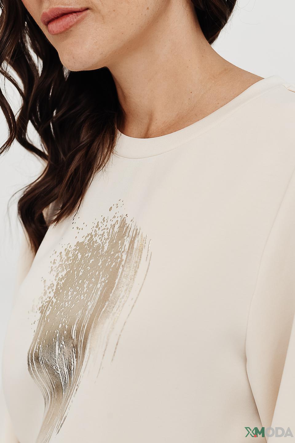 Пуловер Taifun с принтом бежевый