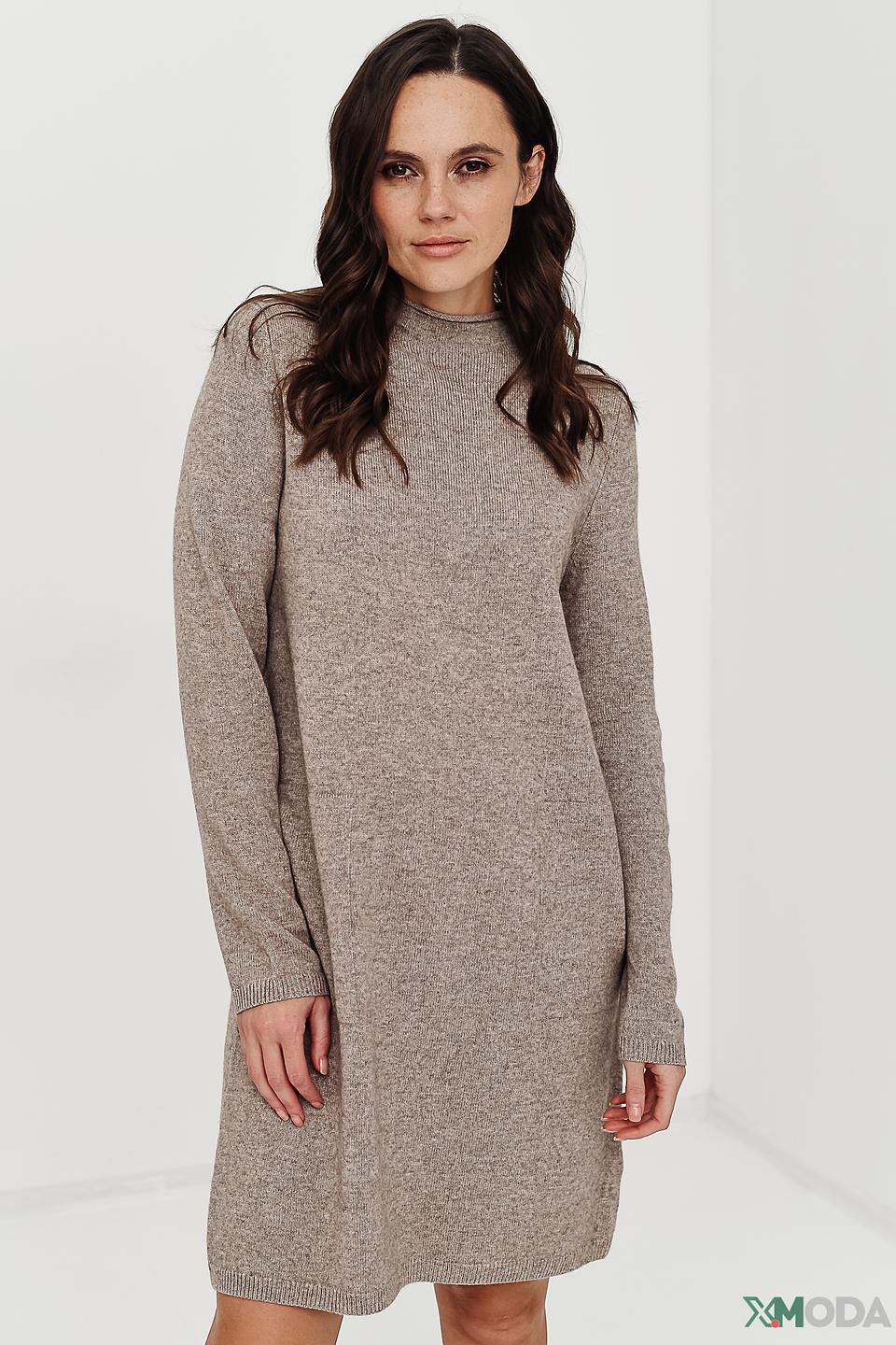 Платье Oui вязаное бежевое