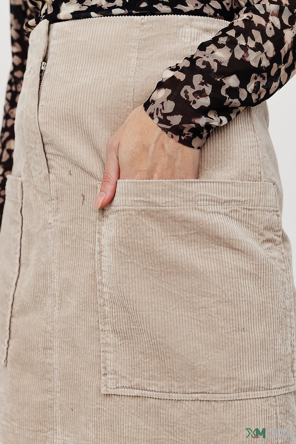 Юбка мини Oui вельветовая бежевая