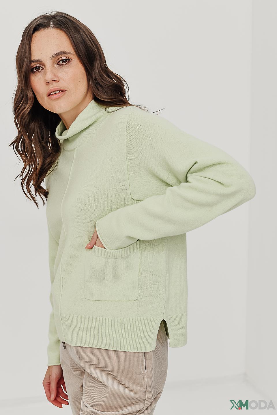 Пуловер Oui мятный с карманом