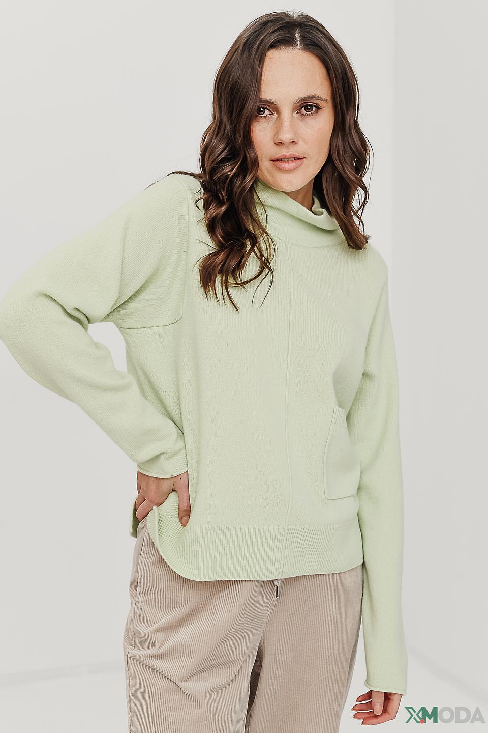 Пуловер Oui мятный с карманом