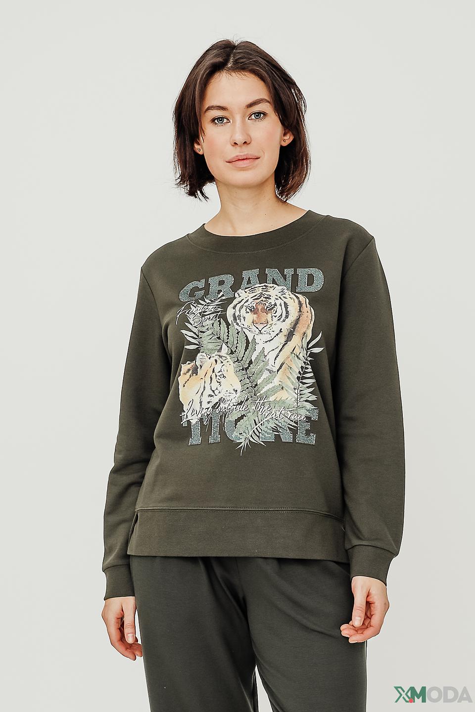 Толстовка Margittes с тигром хаки