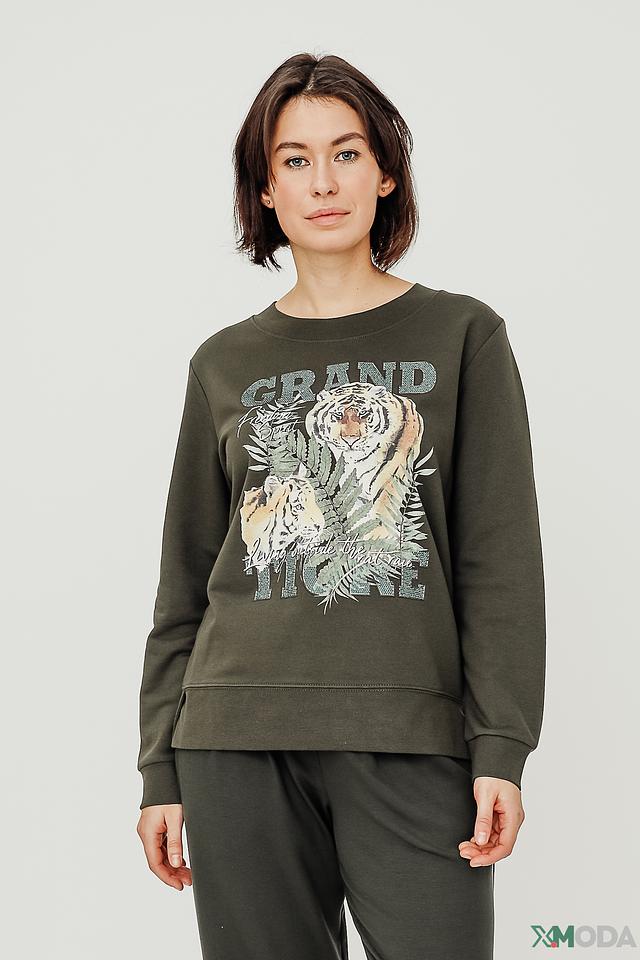 Толстовка Margittes с тигром хаки