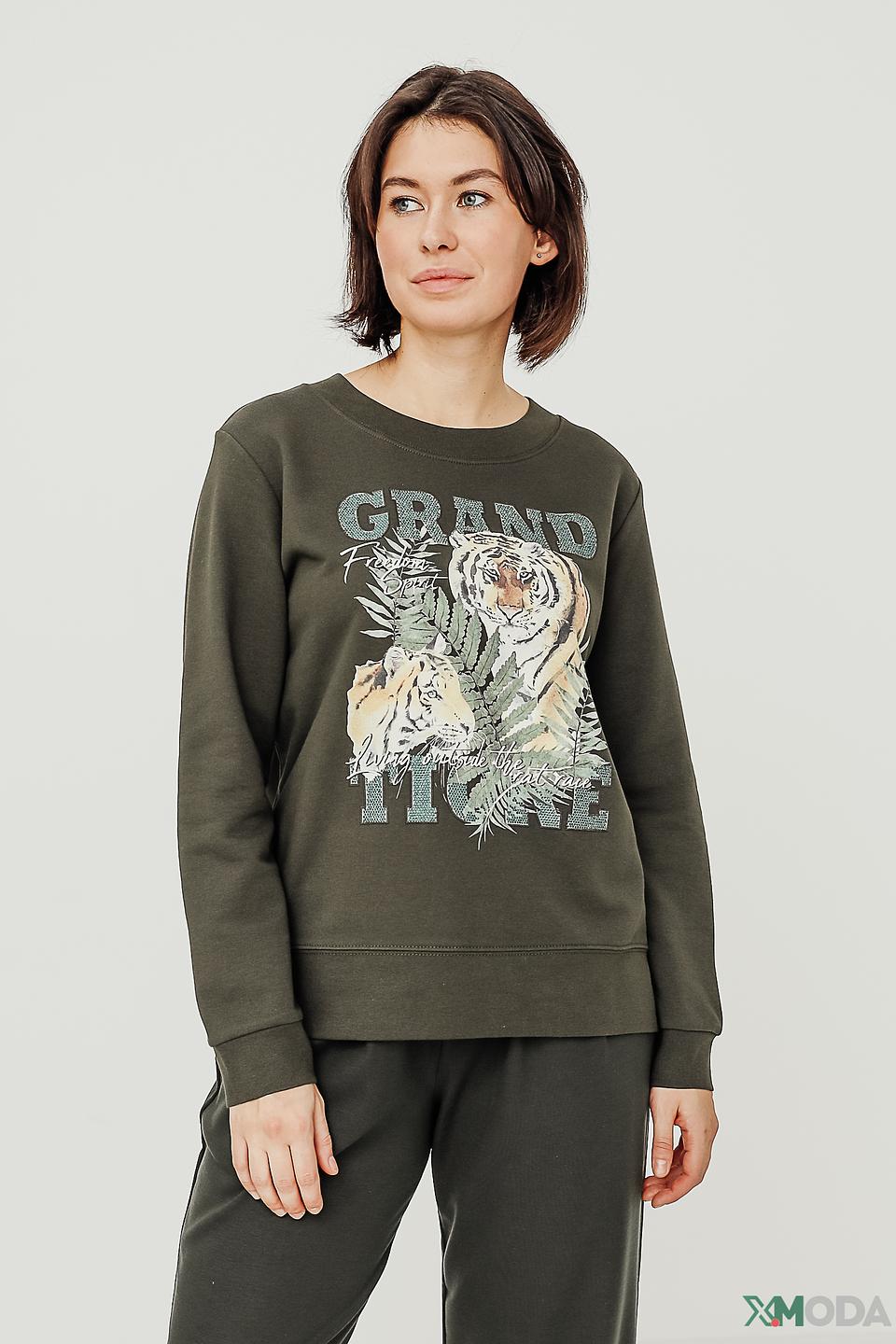 Толстовка Margittes с тигром хаки
