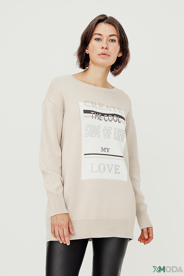 Пуловер Monari с принтом бежевый