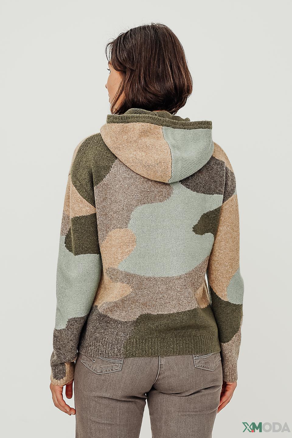 Пуловер Oui с капюшоном камуфляж