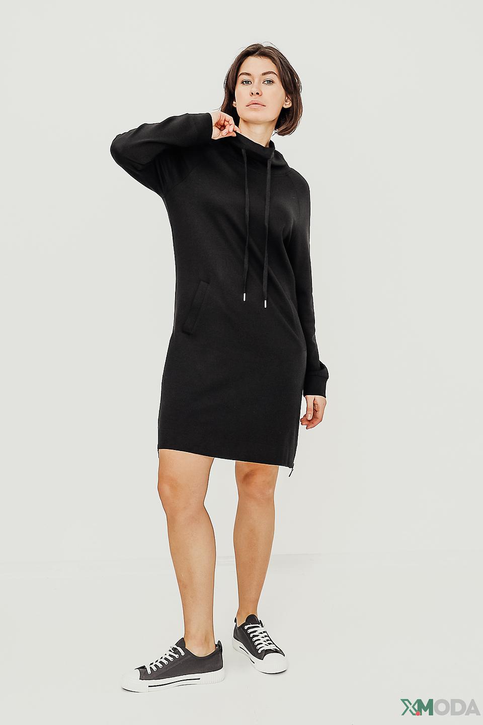Платье Lisa Campione черное с капюшоном
