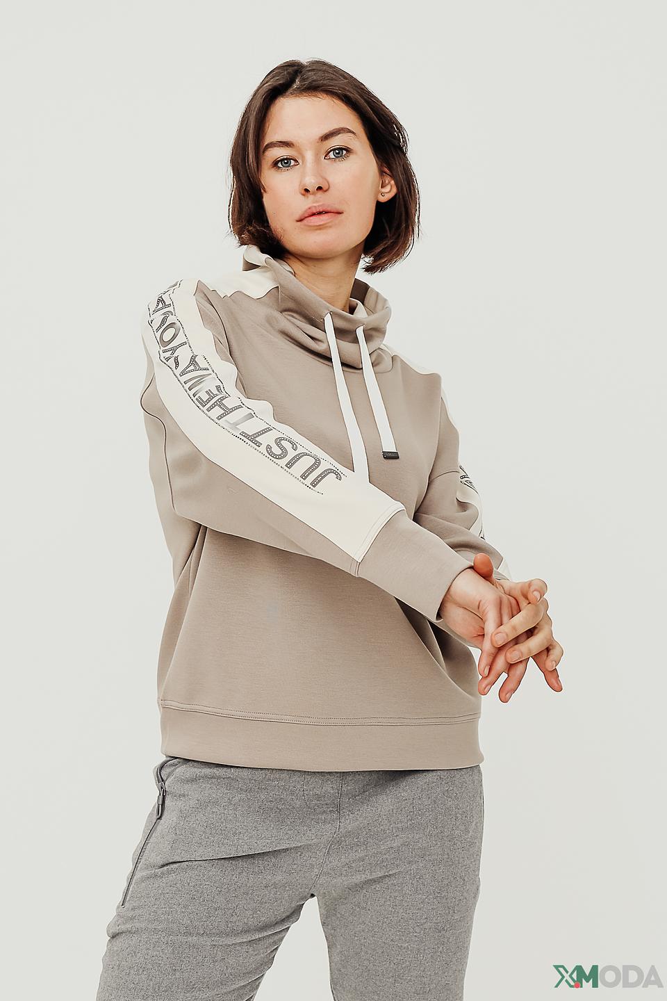 Пуловер Monari с надписью бежевый