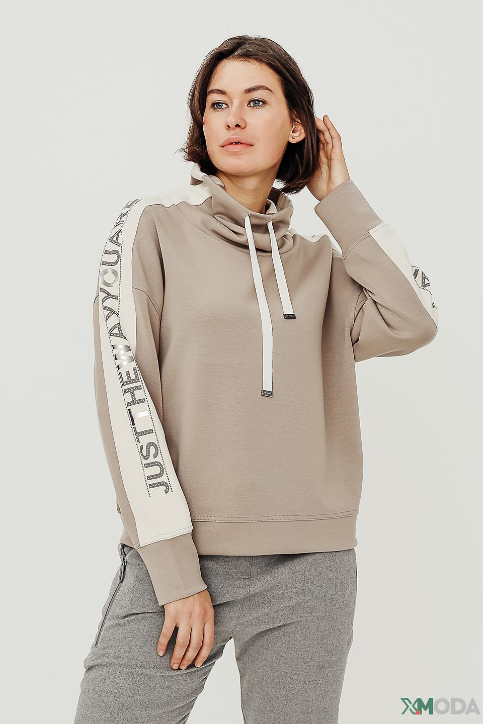 Пуловер Monari с надписью бежевый