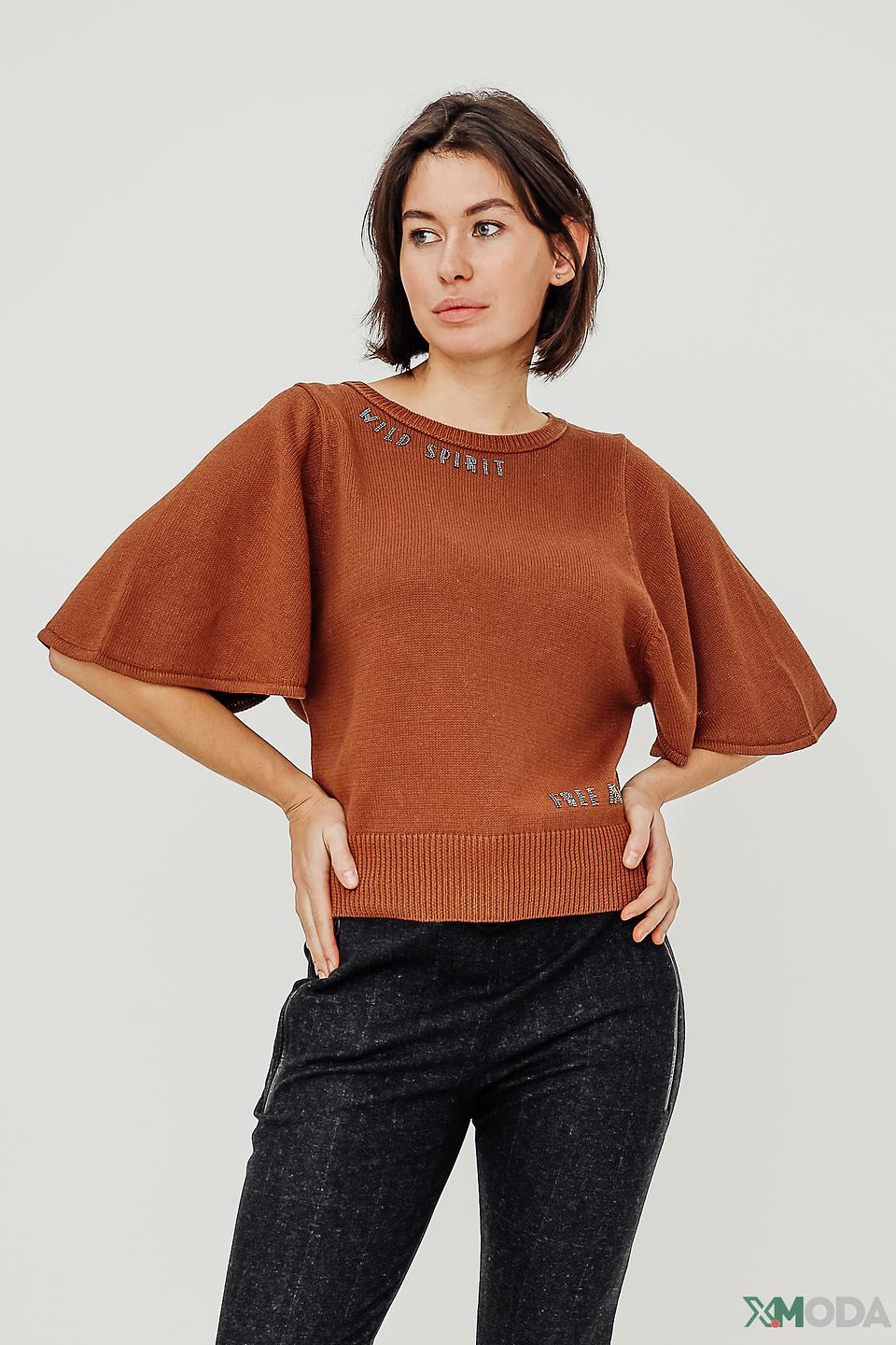 Пуловер Monari с вышивкой терракотовый