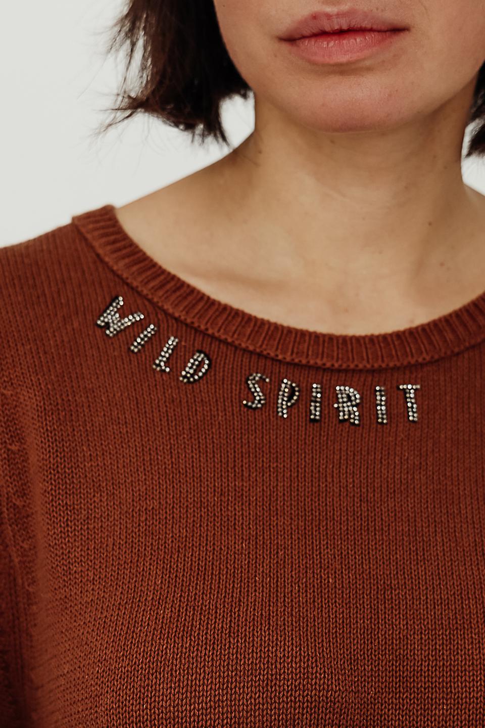 Пуловер Monari с вышивкой терракотовый