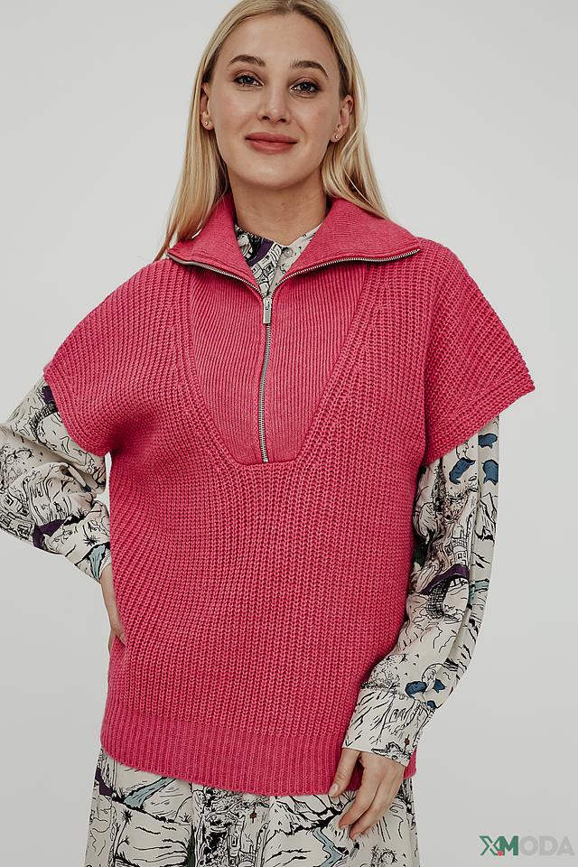 Жилет UNQ вязаный малиновый