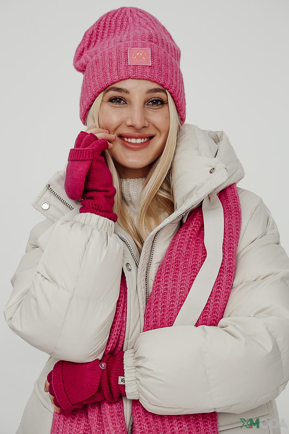 Шапка Oui с помпоном фуксия