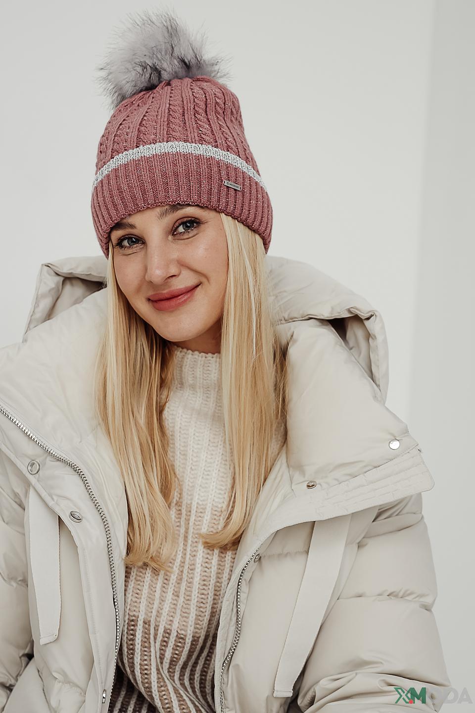 Шапка Wegener с помпоном розовая