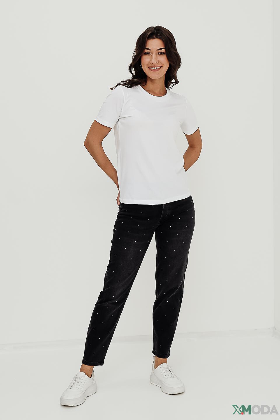 Джинсы Oui с жемчугом чёрные