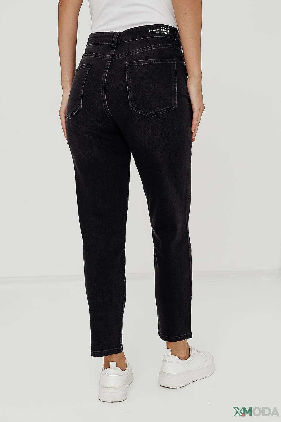 Джинсы Oui с жемчугом чёрные