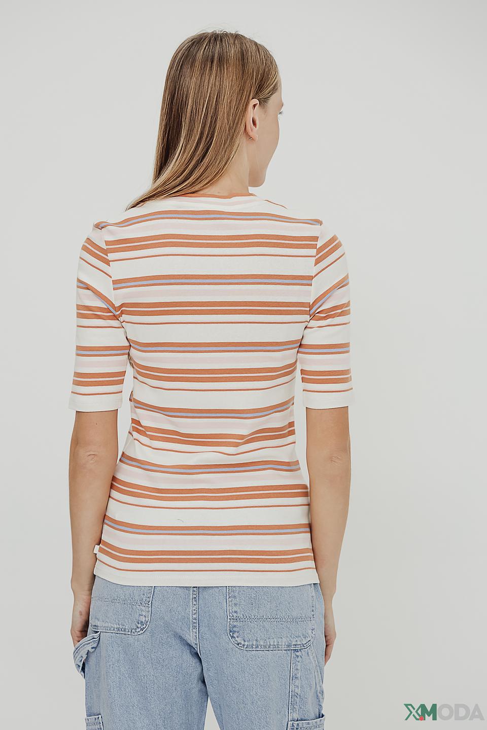 Футболка Tom Tailor в полоску бежево-коричневая