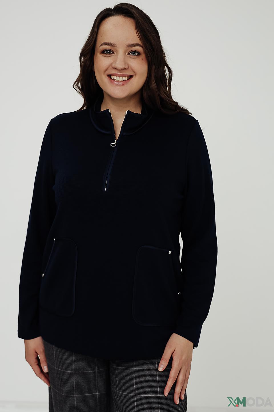 Пуловер Via Appia с молнией тёмно-синий