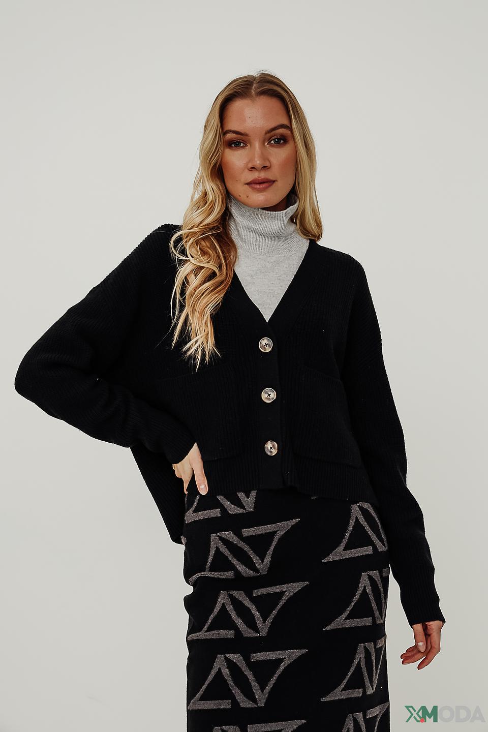 Кардиган Taifun чёрный с пуговицами