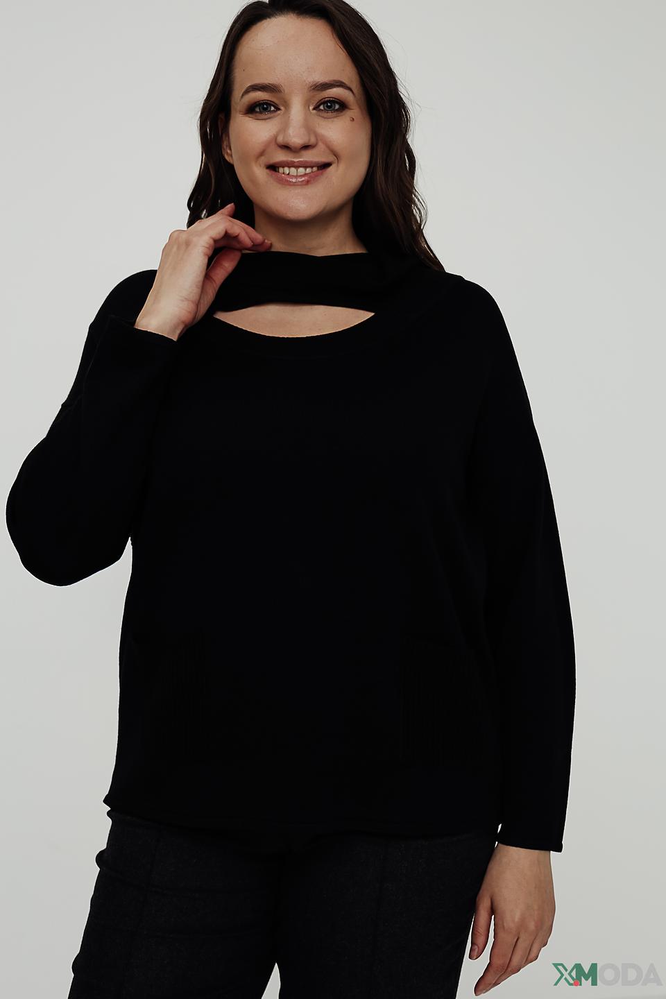 Пуловер Doris Streich с вырезом чёрный