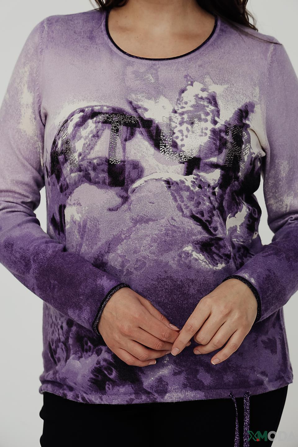 Пуловер Rabe collection с принтом лиловый