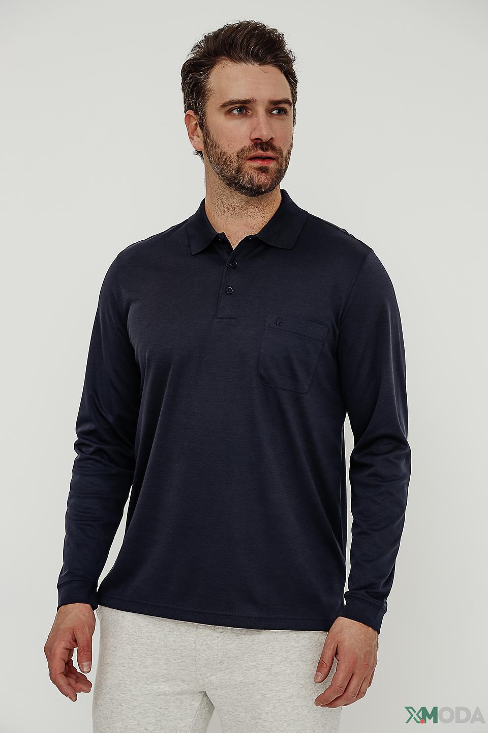 Поло Ragman men темно-синее с длинным рукавом