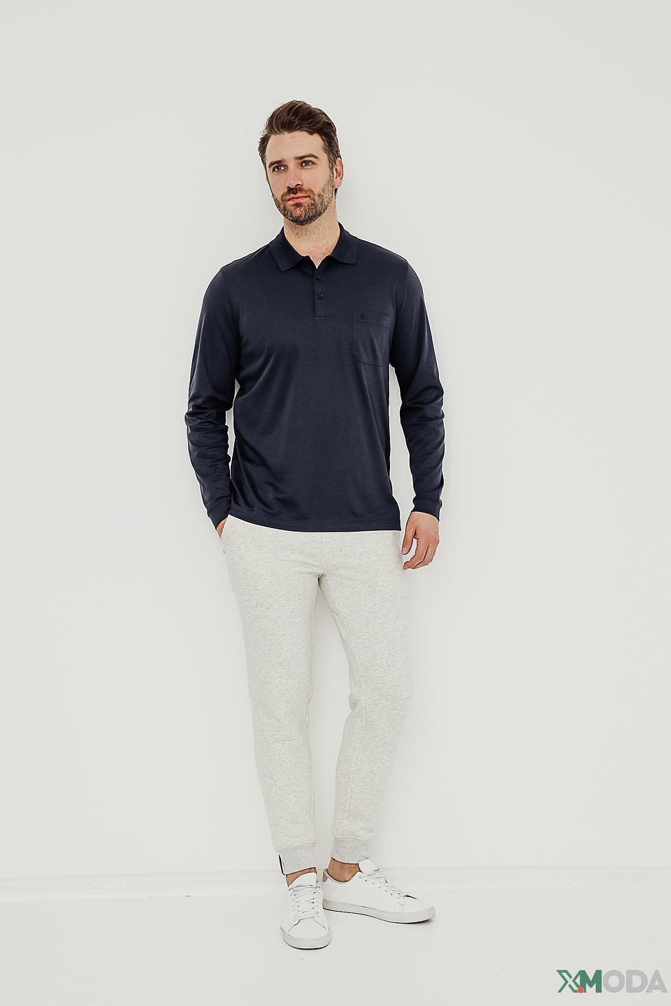 Поло Ragman men темно-синее с длинным рукавом