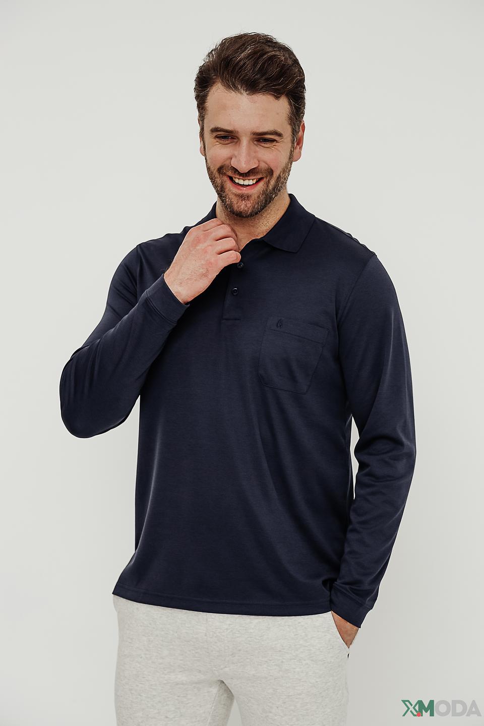 Поло Ragman men темно-синее с длинным рукавом