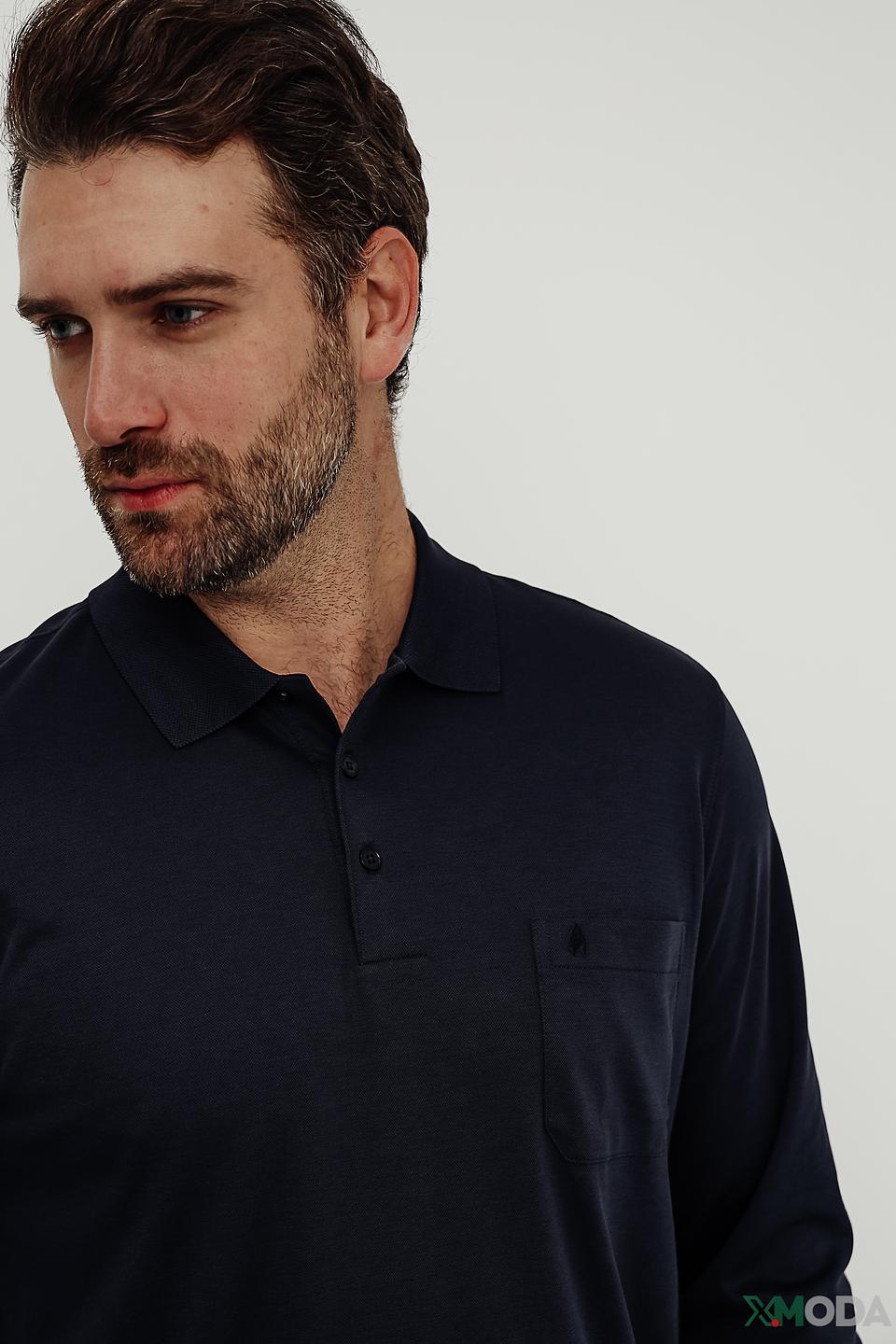 Поло Ragman men темно-синее с длинным рукавом