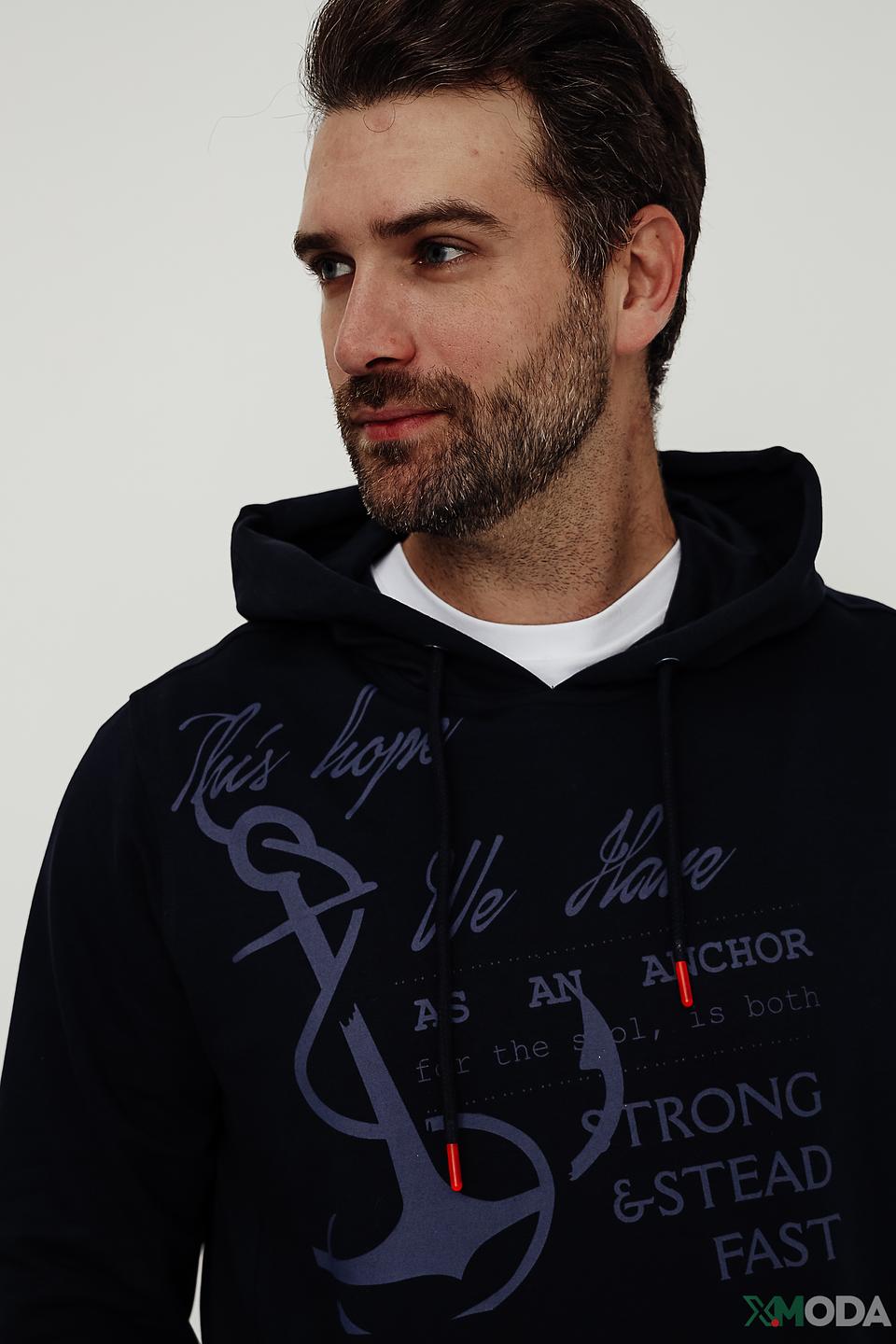 Толстовка Claudio Campione с якорем, синяя