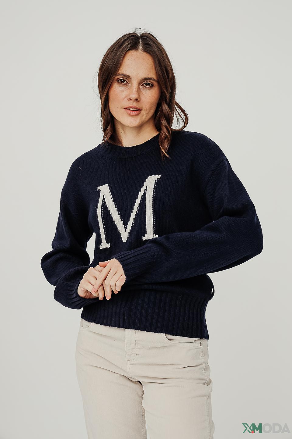 Пуловер Maerz с буквой M тёмно-синий