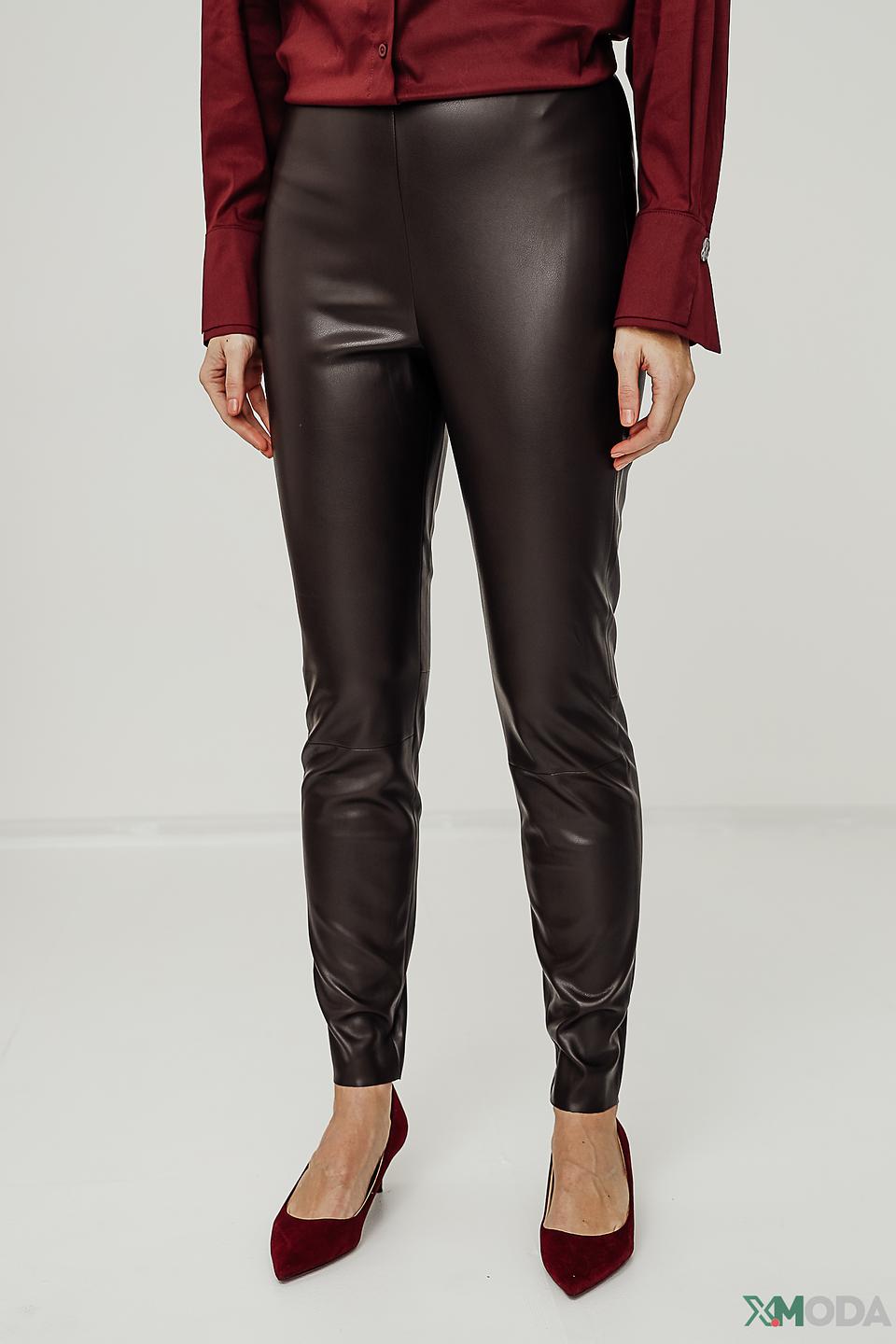 Брюки кожаные Oui коричневые