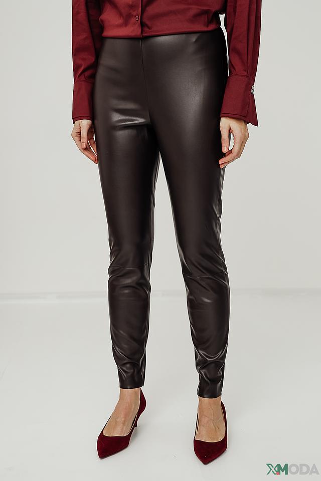 Брюки кожаные Oui коричневые