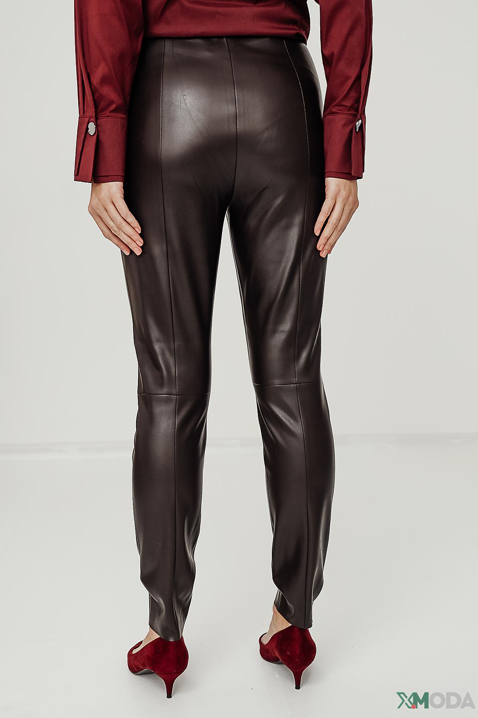 Брюки кожаные Oui коричневые