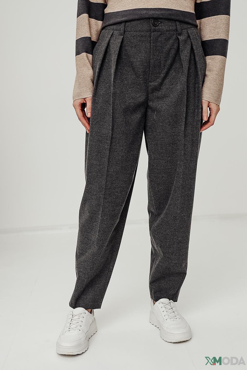 Брюки Oui серые с защипами