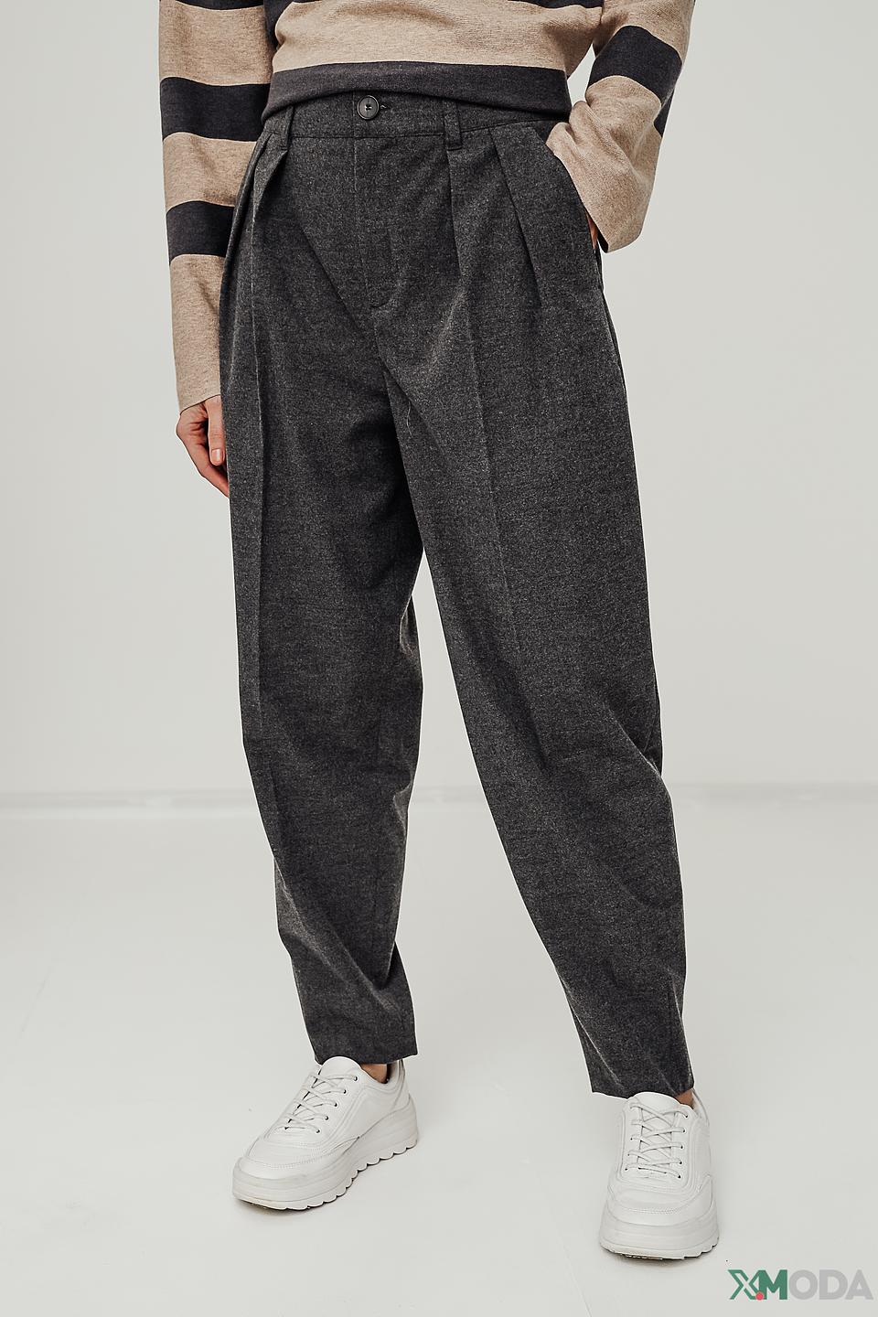 Брюки Oui серые с защипами