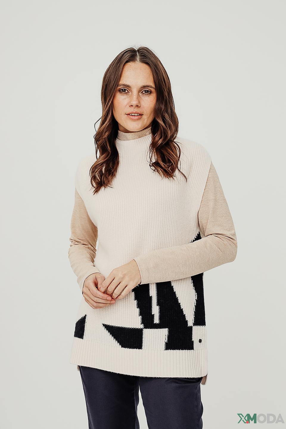 Жилет Marc Cain с графичным рисунком бежевый