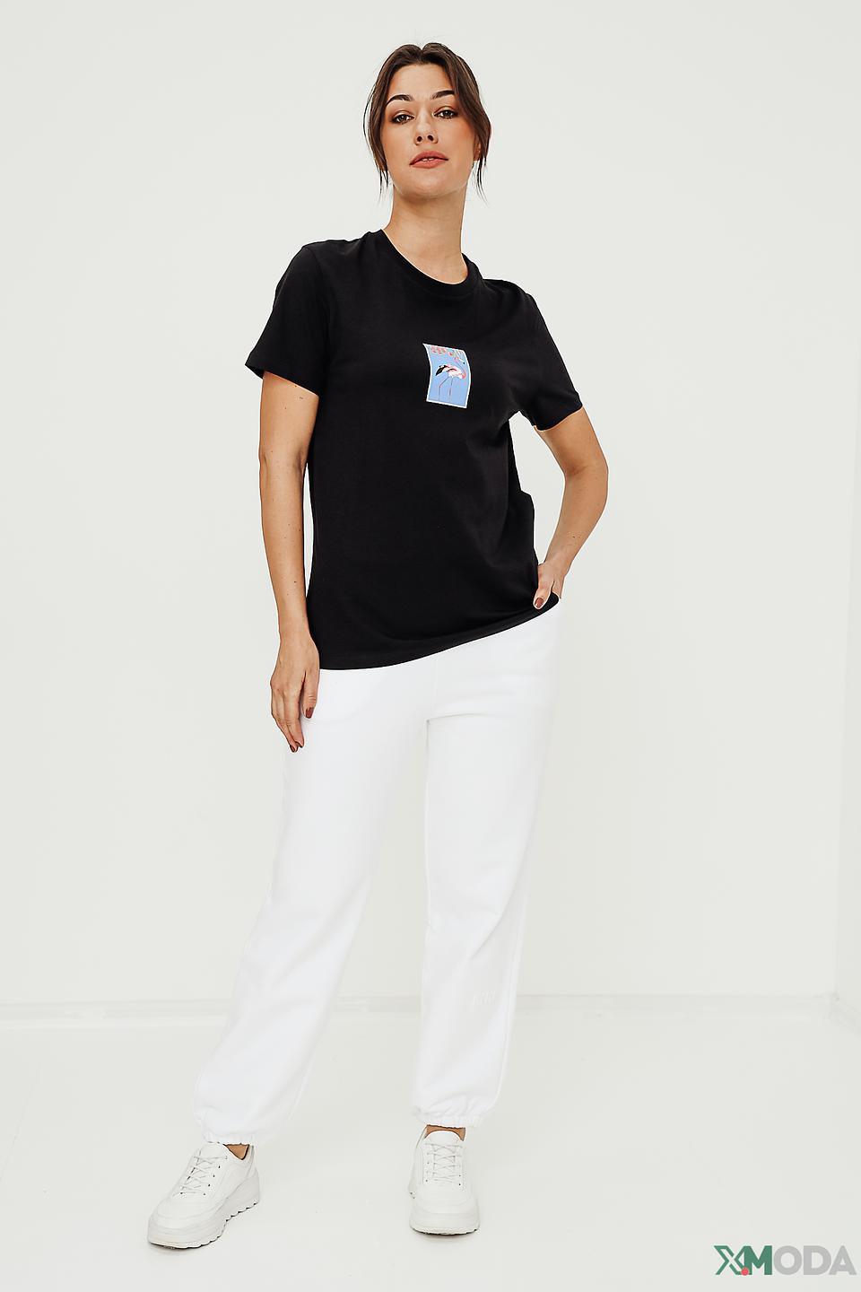 Футболка Ice Play с фламинго чёрная