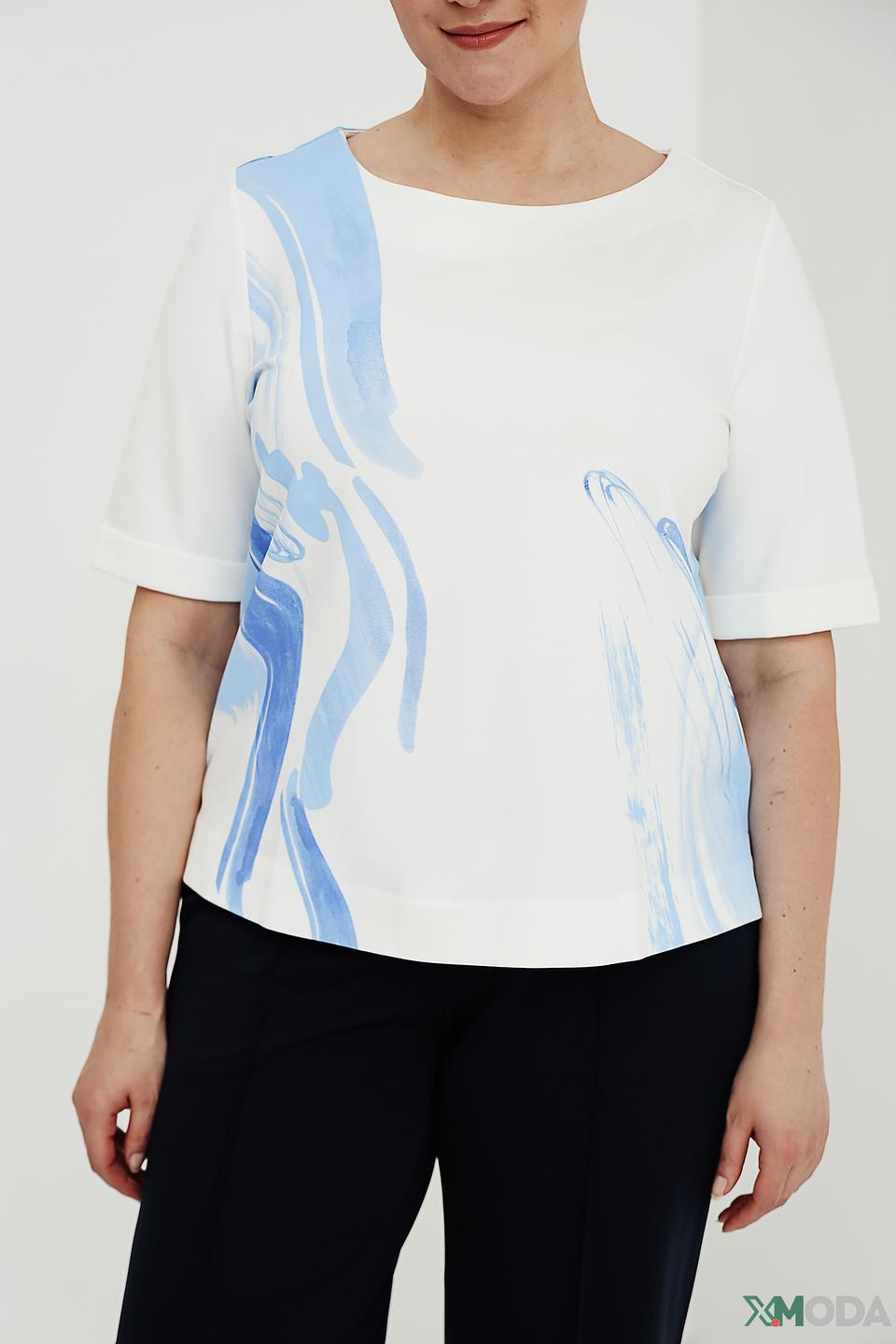 Футболка Taifun с принтом голубой