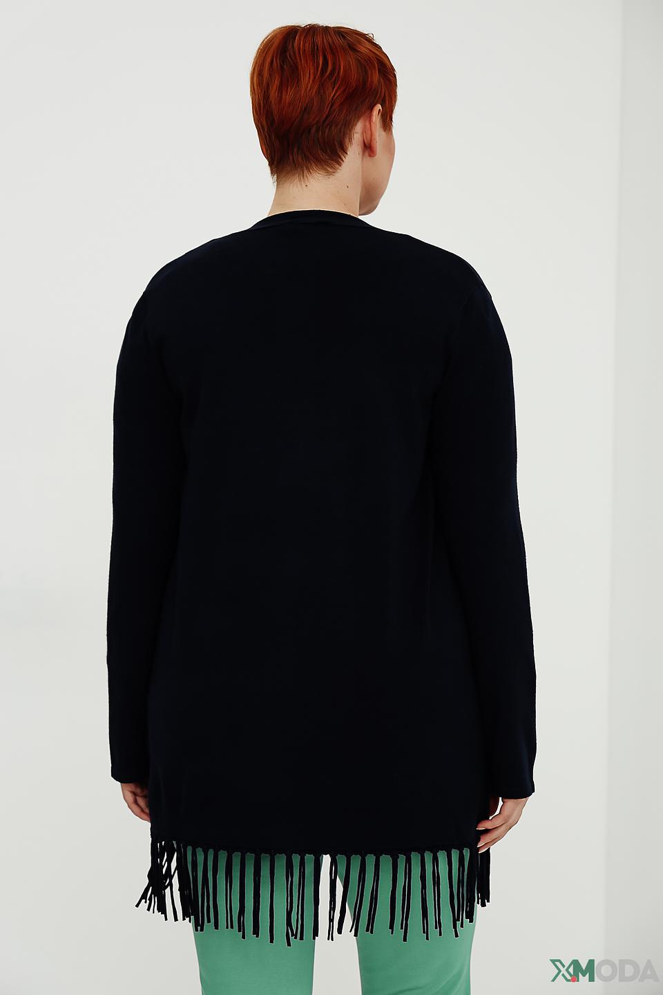 Кардиган Via Appia черный с бахромой